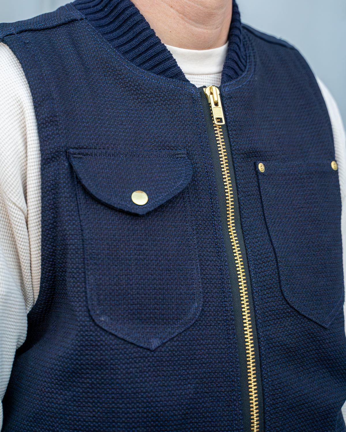 Insulator Orchard Vest - 12.5oz Indigo Sashiko – Grease Point Workwear