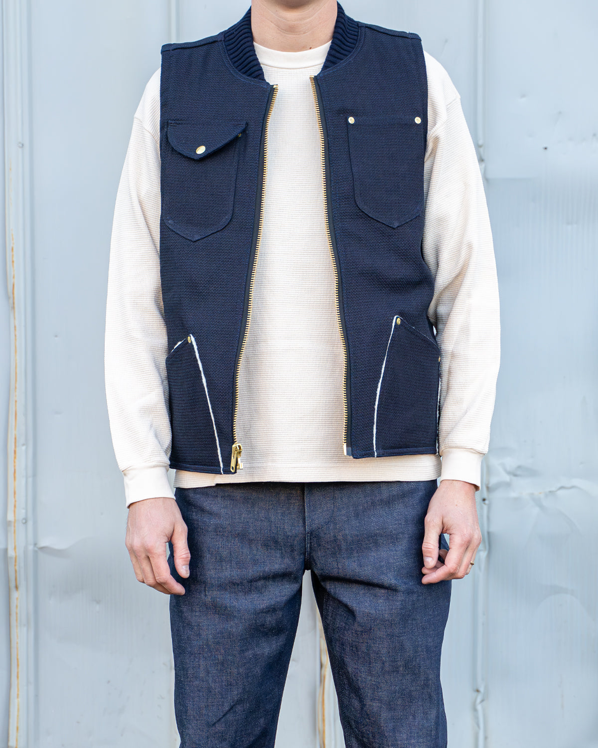 Insulator Orchard Vest - 12.5oz Indigo Sashiko – Grease Point Workwear